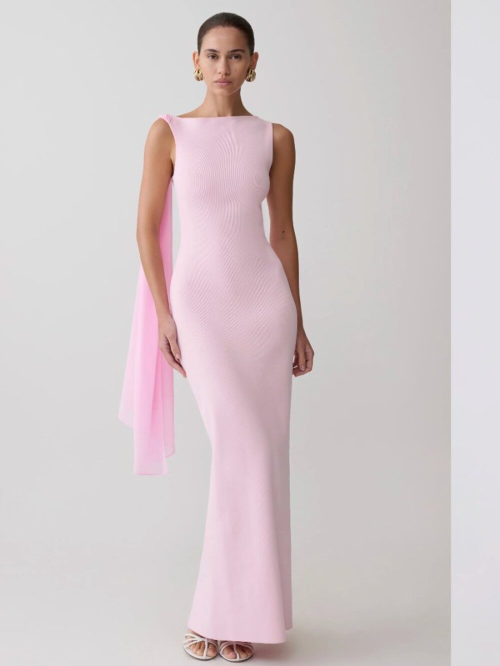 Meshki Farid Bandage Maxi Dress With Chiffon - Baby Pink - Small